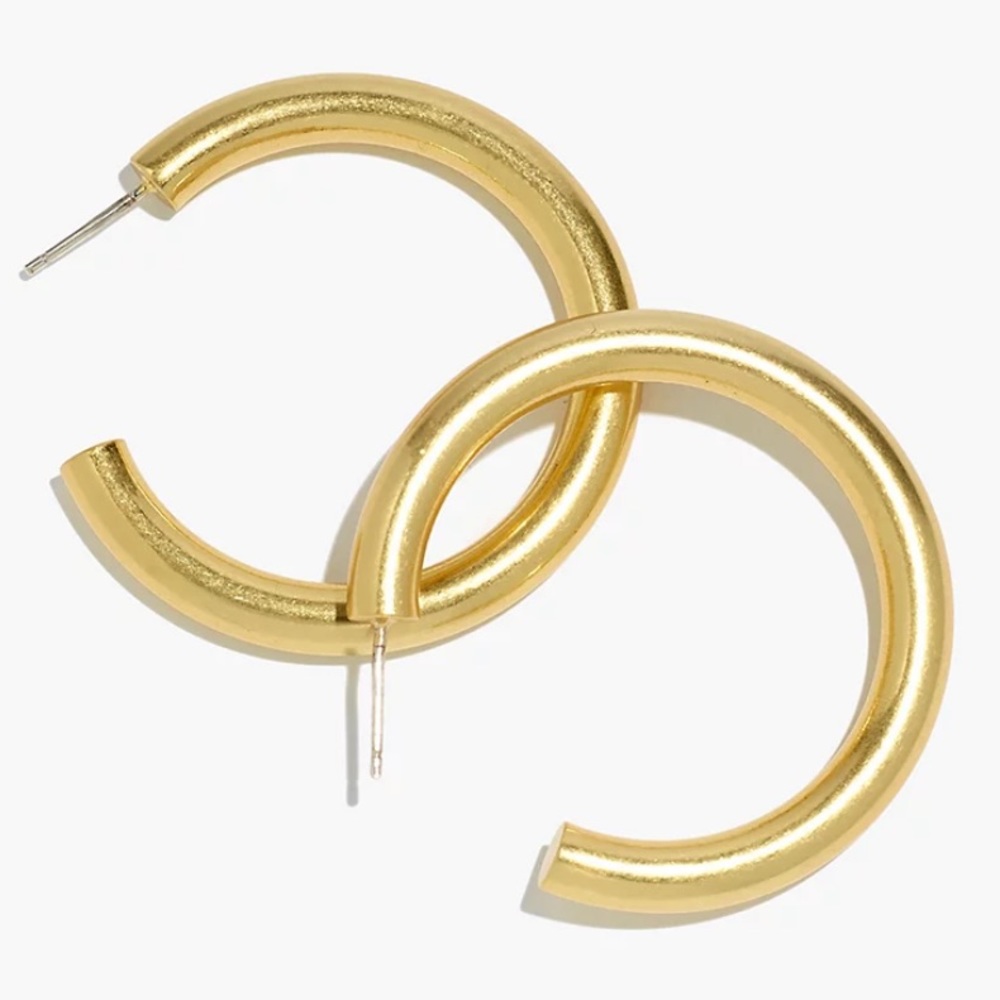 NWOT Madewell Chunky Large Gold Hoop Earrings